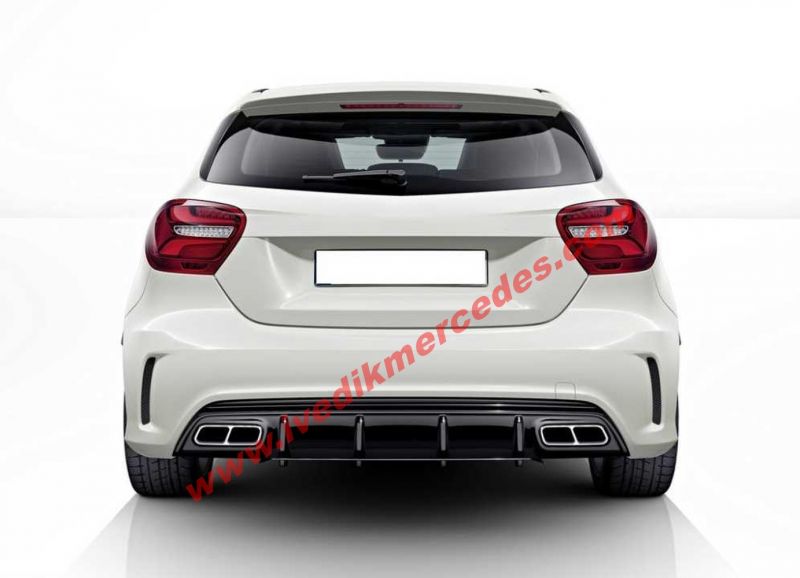  MERCEDES W176 12-15 A45 DIFÜZÖR & EGZOZ SETI (PARLAK SIYAH) - SILVER EGZOZ ILE (AMG PAKET İÇİN )